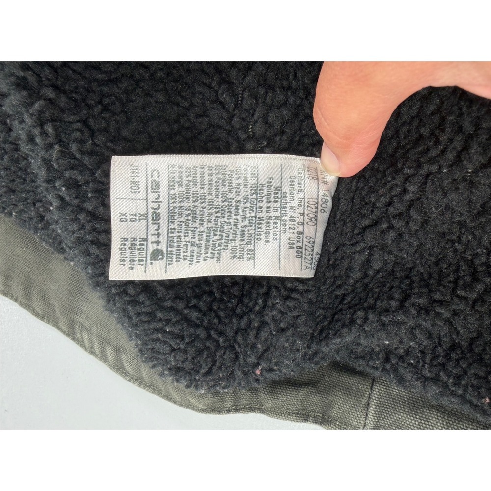 Carhartt Mens Hooded Jacket Moss Green Sherpa Lined Cotton Duck XL - Picture 8 of 8